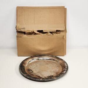 Wm A Rogers Silver Plate Serving Tray Pierced Gadroon Rim Round 15" #172